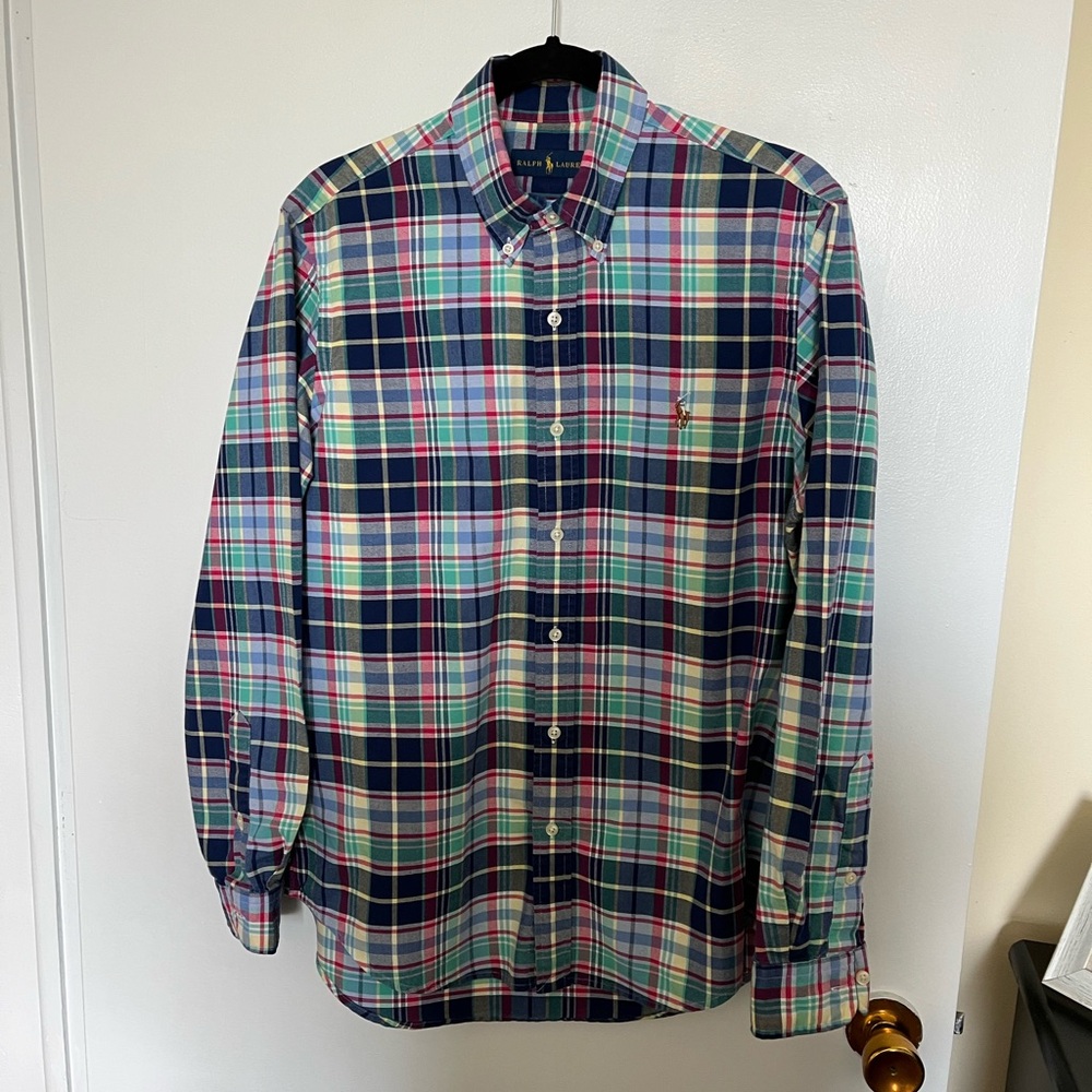 Men’s polo Ralph Lauren, long sleeve plaid, Oxford
